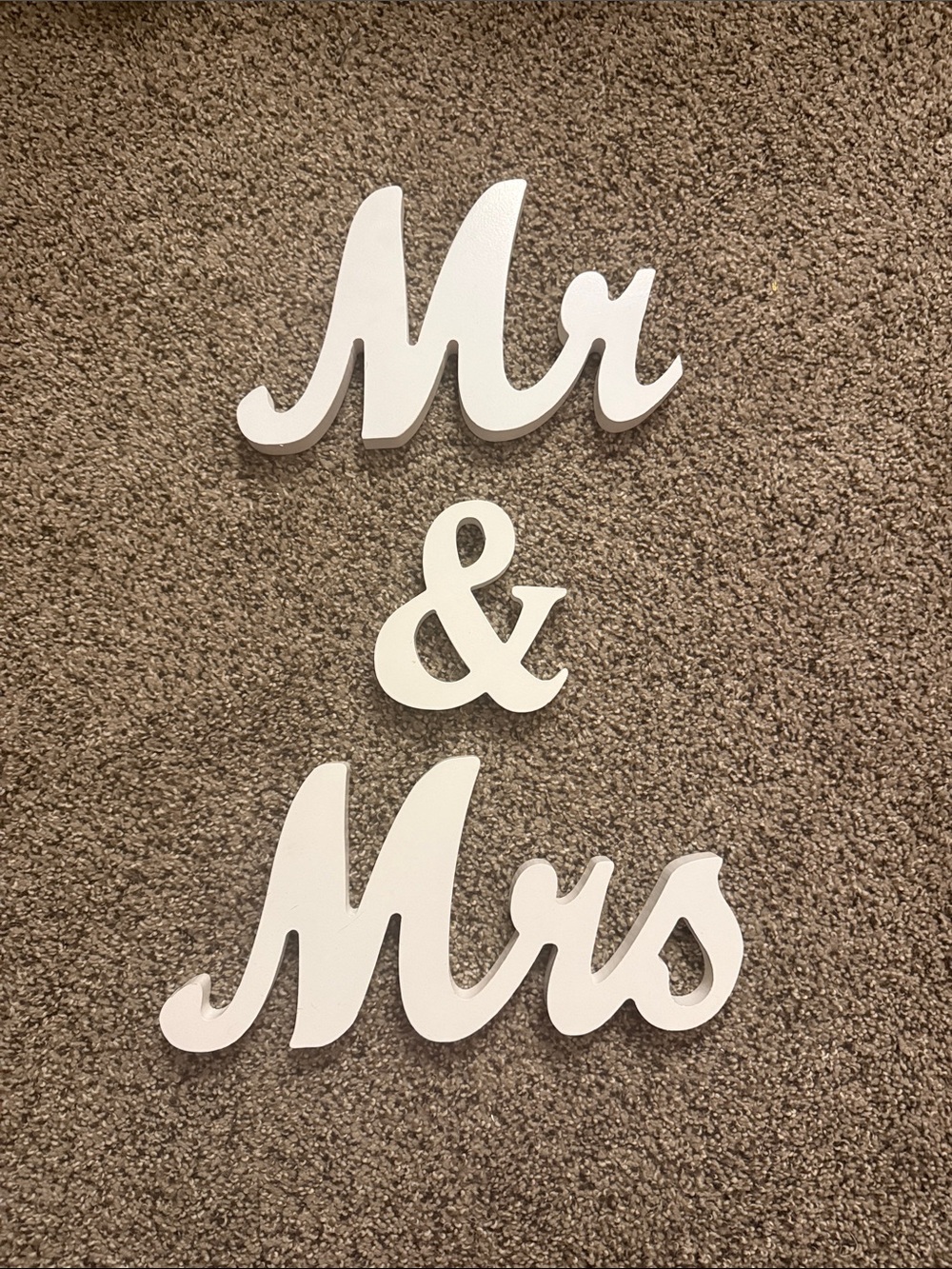 Mr & Mrs White Decor Signs - Elegant Script Home Accent
